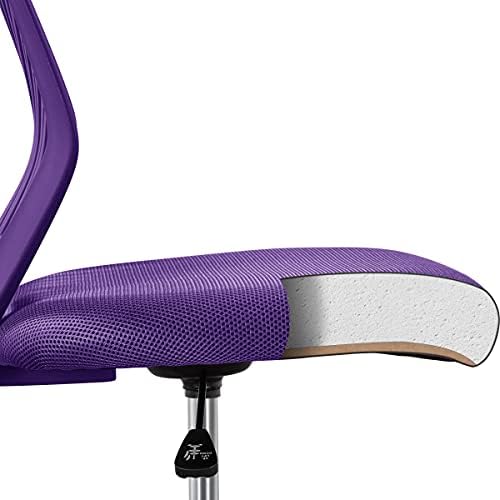 Yaheetech Purple Computer Chair Modern Desk Chair Armless Mesh Office Chair with Back Support and Wheels for Students Study or Home Work