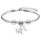 Infinity Collection Personalized Equestrian Charm Bracelet with Letter Charm – Custom Horse Lover Jewelry Gift for Women & Cowgirls – Adjustable Snake Chain Horse Bracelet with Initial
