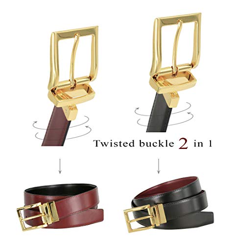 Men's Belt Genuine Leather Reversible Belt Rotated Buckle 1-3/8" wide Dress Casual Belt4