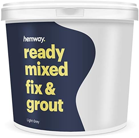 Hemway Ready Mixed Fix and Grout (Light Grey) Flooring Wall Tile Grout Adhesive, Anti-mould and Fade Resistant, Kitchen, Bathrooms, Mosaics and Ceramics 4.5Kg / 2.5L