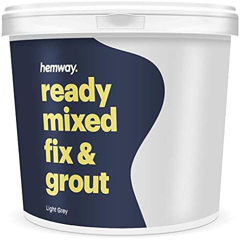 Hemway Ready Mixed Fix and Grout (Light Grey) Flooring Wall Tile Grout Adhesive, Anti-mould and Fade Resistant, Kitchen, Bathrooms, Mosaics and Ceramics 4.5Kg / 2.5L Cover