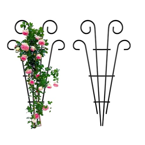 2 Pack Black Coated Wave Pot Trellis 31'' Stakes for
