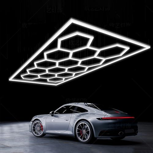 Éclairage de garage LED blanc nid d'abeille 120 lumens, plafonnier hexagonal étanche 14 HEX