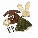 Maidscp 1/6 YoSD BJD Apparel Set for 30cm Collectible Figure, Forest Bunny Style with Floral Dress, Rabbit Hat & Plush Bag, Doll Not Included