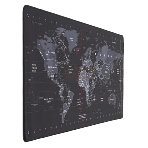 Zerfa Zmp253 Tapis de souris et clavier de jeu en caoutchouc antidérapant extra large pour ordinateur (900 mm x 400 mm x 2 mm) L Zmp253 Noir (carte du monde, 90 x 40 cm)