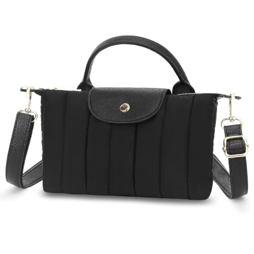 BBORGDC Quilted Small Crossbody Purse, Women's Shoulder Handbags, Mini Tote Bag, Designer Crossbody Bags For Women, Top-Handle, Black, RFID, Small, Walk Travel Daily Gift