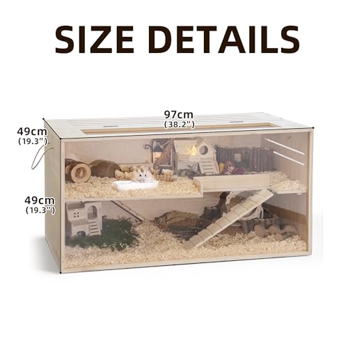 Pine Small Animals Houses&Habitats Chewproof, 40" Pine Guinea Pig Cage Hamster Cage for Small Animals (40" Large, Normal) - Image 3