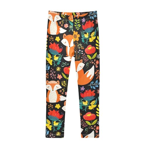 Girls' Leggings Cute Fox Flowers Floral Kids Yoga Tights Pants 1 Pack 2302267