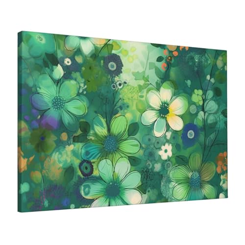Impression sur toile abstraite florale verte 40x60 cm pour salon