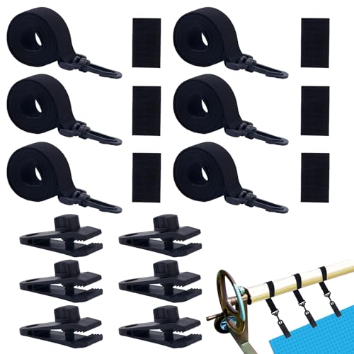 Kit De Fijación De Carrete De Cubierta Solar Para Piscina, Incluye 6 Correas Solares Para Manta Con Ganchos, 6 Clips Para Cubierta De Piscina Y Cierres Táctiles, Accesorios Universales