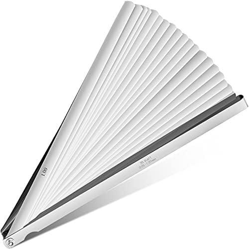 Stainless Steel Feeler Gauge Measuring Tool Dual Marked Metric and Imperial Measuring (Short 20 Blades,0.05-1.00 mm)