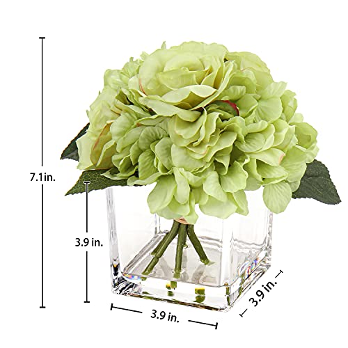 Fake Flowers With Vase Hydrangea Artificial Flowers In Vase Peony Faux Flowers In Vase Rose Silk Flowers Peonies Floral Arrangements Artificial With Vase For Home Bathroom Office Table Shelf Decor #TOP5