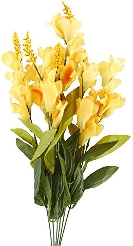Factory Direct Craft Artificial Yellow Snapdragon Silk Flower Bush - Sunshine Dragon Floral Bouquet (Size: 23" H)