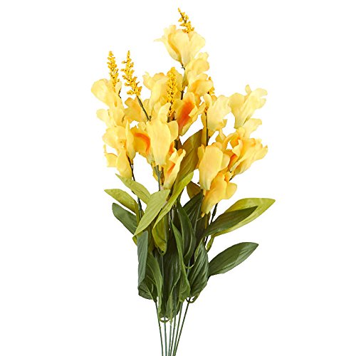 Factory Direct Craft Artificial Yellow Snapdragon Bush – Faux Poly-Silk