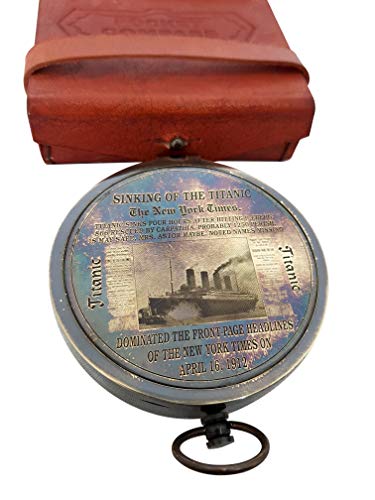 Brújula Náutica Vintage de Bronce con Estuche de Cuero miniatura 6