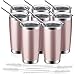 20oz Vacuum Insulated Tumbler, Stainless Steel Double Wall Travel Mug with Splash-Proof Lid by Umite Chef, Stainless Steel Coffee Cup with Straw for Hiking, Camping & Traveling（Rose Gold）