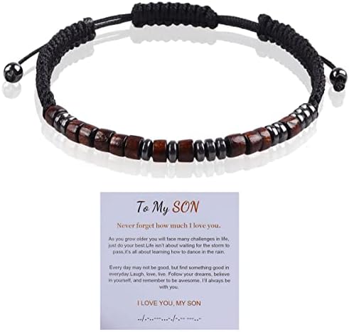 CHICING To My Son Gift From Mom,I Love You Morse Code Bracelet,Meaningful Handmade Bracelet Birthday/Graduation Gifts for Men Boys