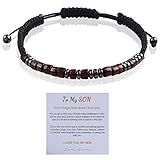 CHICING To My Son Gift From Mom,I Love You Morse Code Bracelet,Meaningful Handmade Bracelet Birthday