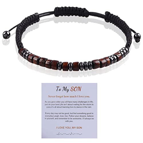 Chicing To My Son Gift From Mom,I Love You Morse Code Bracelet,Meaningful Handmade Bracelet Birthday/Graduation Gifts For Men Boys #TOP1