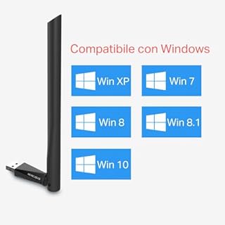 Mercusys TP-Link MU6H Adattatore AC650 WiFi USB ad Alto Guadagno, Chiavetta WiFi, Dual-Band, 200 Mbps su 2.4GHz con Tecnologia 256-QAM, 433Mbps su 5GHz, Compatibile con Windows 11/10/8.1/8/7/XP
