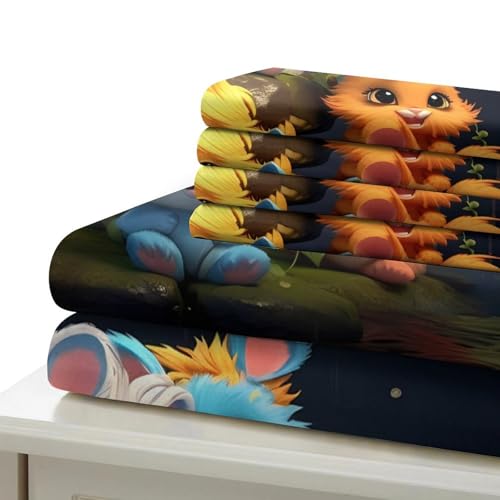 Parure de lit housse de couette 3D animaux mignons microfibre douce - 7