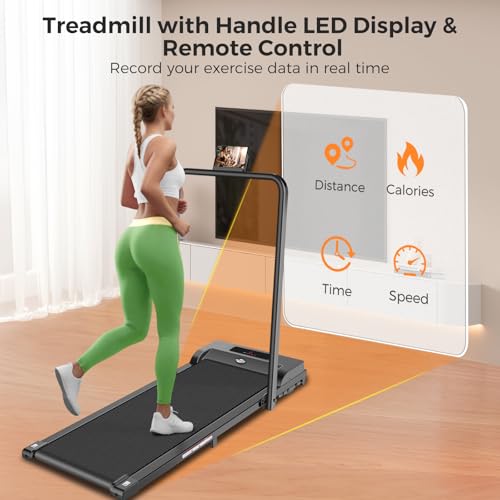Walking Pad with Handle bar, 2.5HP Portable Electric Treadmills for Home,3 in 1 Under Desk Treadmill with Remote Control,Compact Treadmill for Small Home Space,300LBS Capacity (All Black) by NXSCI - Image 3