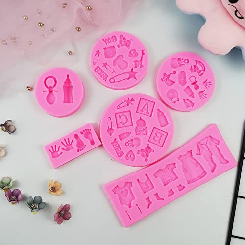 Baby Silicone Fondant Mold, Baby Shower Themed Cake Fondant Molds, Baby Birthday Party Baking Mold Cake Moulds Tools Gender Reveal Party Gummy For Sugar Chocolate Candy Clay Cupcake Topper Decoration #TOP5