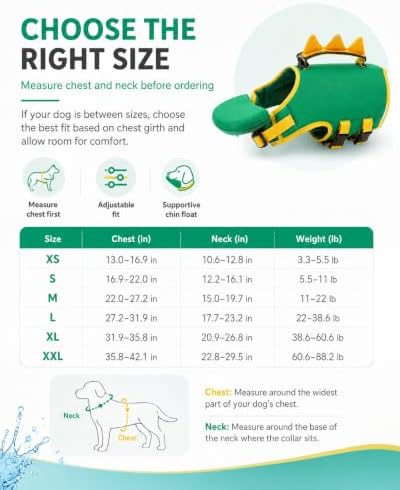 Dog Life Jacket with Chin Float Support, Doggy Life Jacket with Front Neck Float and Head Rest, Adjustable Pet Swimming Vest with Rescue Handle for Pool, Beach, Boating and Water Sports - 2