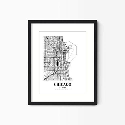 Eleville 8X10 Unframed Chicago Illinois City View Abstract Road Modern Map Art Print Poster Wall Office Home Decor Minimalist Line Art Hometown Housewarming Wgn291 #TOP3