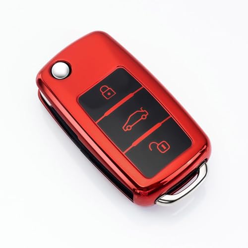 HooRLZ Protection Coque Clé pour VW Caddy Jetta Bora Beetle Golf Polo Passat Scirocco Sharan T-Ouran T-iguan T5 S-Koda Seat Ibiza Leon Octavia Clé, Coque de...