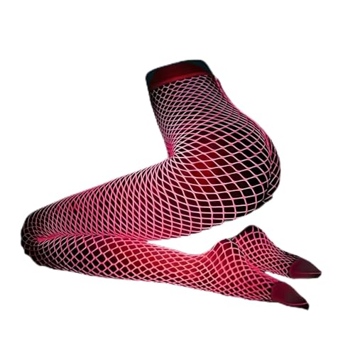 Glow in The Dark Fishnet Stockings for Women, Neon Fishnet Tights, Black and Red Glow Fishnets, Plus Size Colorful Fishnets, Rave Outfits for Women, Rave Accessories for Alien Rave Festival Costume