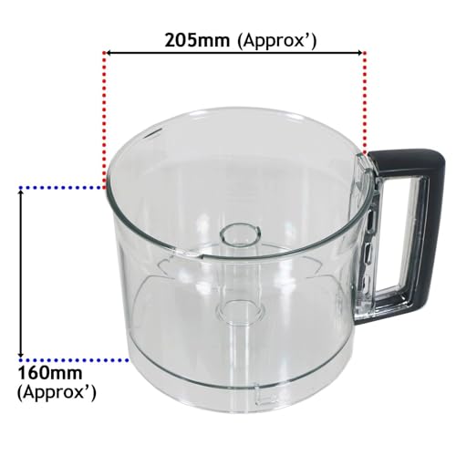 SPARES2GO Mixing Bowl with Black Handle compatible with Magimix CS 5200 5200XL Food Processor + Cover Lid + Chute Pusher - Image 2