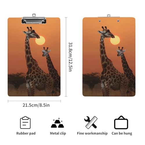 Porte-bloc acrylique A4 girafe pour notes et examens de bureau au format 31,8 cm - 2