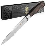 KESSAKU Serrated Utility Knife - 5.5 inch - Samurai Series - Razor Sharp Kitchen Knife - Forged 7Cr1