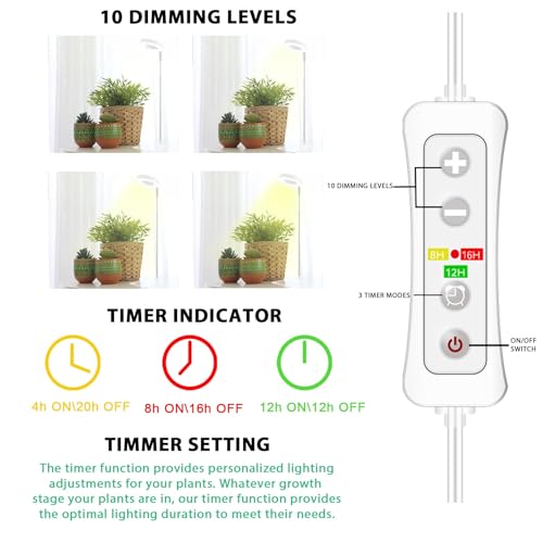 yadoker Halo Plant Grow Light, LED Growing Light with Base Full Spectrum for Indoor Plants,Height Adjustable, Automatic Timer, 5V Low Safe Voltage,Idea for Small Plants — view 4