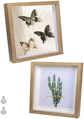 5x7 Picture Frames 3D Deep Box Photo Frames(2 Pack, wood) Made of Solid Wood and Real Glass for Wall Or Tabletop Deeps 0.6in