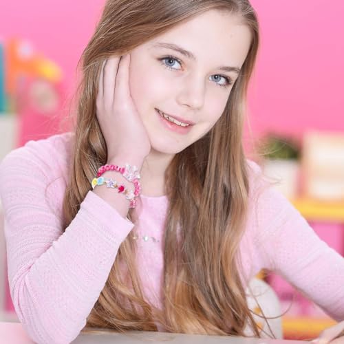 Image of SANNIDHI 6Pcs Beads Bracelet for Girls Kids Friendship Bracelet Cute Bracelets Set Toddler Costume Jewelry Party Pretend Play Birthday Christmas