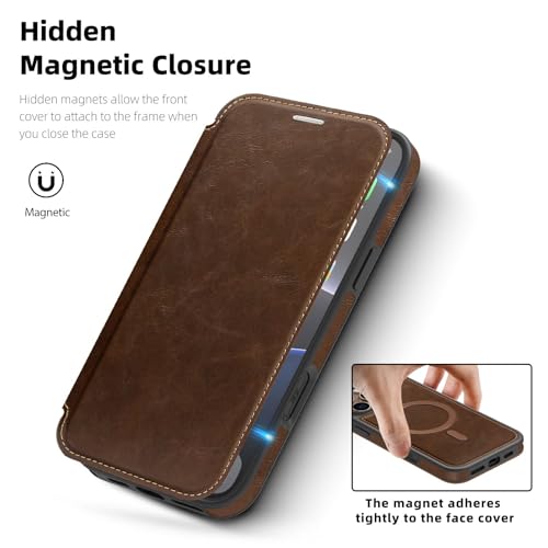 Étui cuir iPhone 14 Pro MagSafe clapet élégant protection - 5