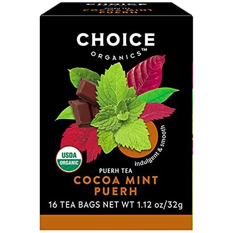 Choice Organics - Organic Cocoa Mint Puerh Tea (3 Pack) - Organic Puerh Tea - 48 Tea Bags Cover