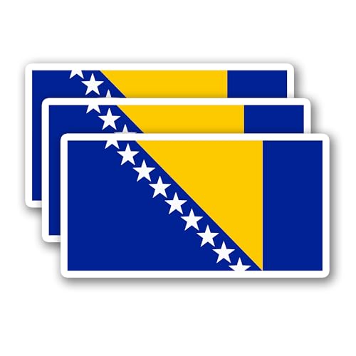 (3Pcs) Bosnia and Herzegovina Flag Stickers, Bosnian Flag Sticker Decals
