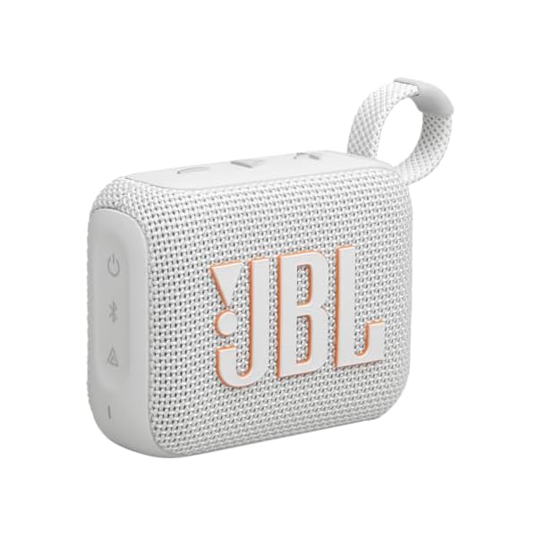 JBL Go 4 – Ultra-Portable, Waterproof and Dustproof Bluetooth Speaker, Big Pro Sound with Punchy bass, 7-Hour Built-in Battery, Made in Part with Recycled Materials (White)