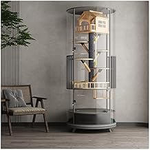 Cat House 360rotatable Cat Cage Villa Wood Panoramic Display Cabinet Cat Litter Glass House with Toilet Cat Villa