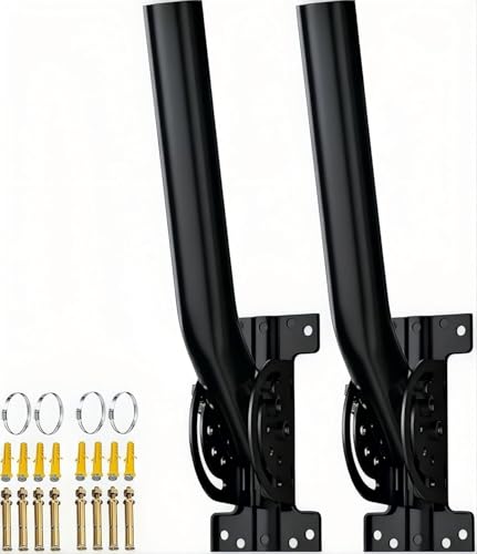 Image of Universal Wireless Bridge Mount | Pole & Wall-Mounted Antenna Mast for Outdoor Antennas, Starlink Extender, Weather Stations & WiFi Extenders | 1.36'' Diameter x 11'' Length (Black-2Pack)