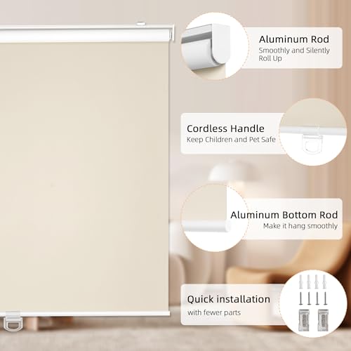 ChrisDowa Blackout Roller Shades Pull Down, Cordless Window Blinds for Home by ChrisDowa - Used condition - Image 6