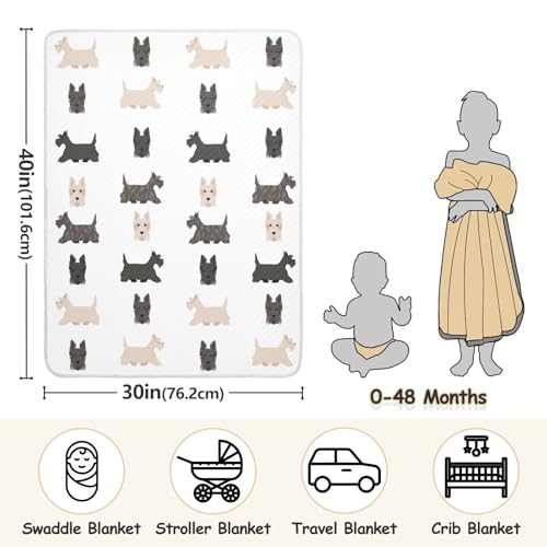 Image of vvfelixl Baby Swaddle Blanket for Boys Girls Scottish Terrier Dogs Baby Receiving Blanket for Newborn Nursery Swaddling Blanket for Crib Stroller 30x40 in