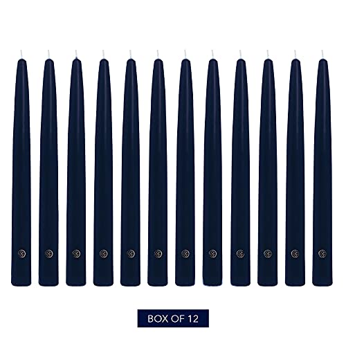 Image of Colonial Candle Unscented Taper Candle, Handipt Collection, Indigo, 10 In, Pack of 12 - Up to 8 Hours Burn