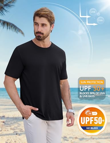 Cotrasen Mens T-Shirts Short Sleeve Cotton UPF 50+ Lightweight Moisture Wicking Cooling Casual Crew Neck Basic Tee Shirts2