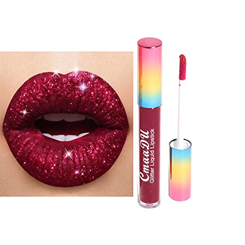 Faeyli 6-Color Diamond Glitter Matte Lipstick, Waterproof Lasting Metallic Liquid Lip Gloss For Women(04) #TOP5