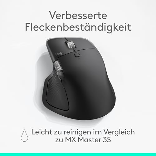 Logitech MX Master 4, ergonomische kabellose Maus mit fortschrittlichem, leistungsstarkem, haptischem Feedback, ultraschnellem Scrollen, Laden über USB-C, Bluetooth, Windows, MacOS – Schwarz