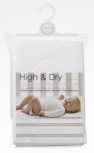 Sweet Dreams High and Dry Cradle Mattress Protector, White